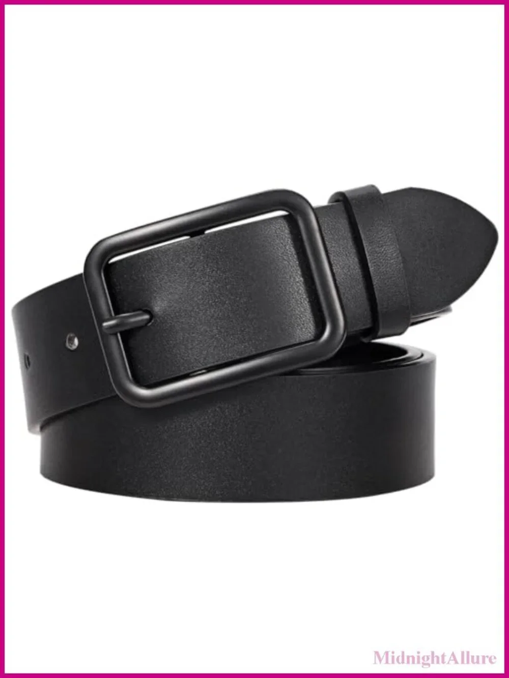 Faux Leather Belt Square Buckle Adjustable 1.3